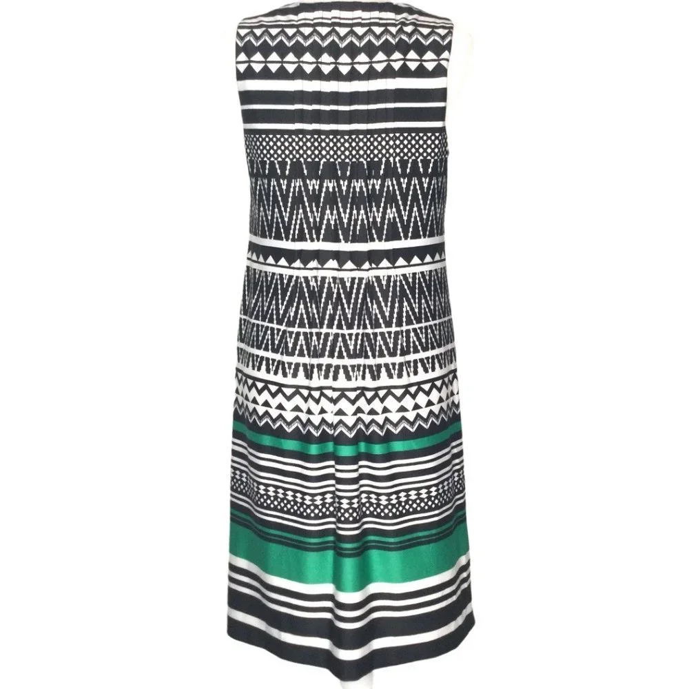 PERCEPTIONS Sleeveless Striped Dress Pleat Detail - Picture 3 of 8